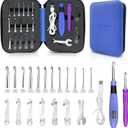 HCBZVV 18 Sizes Counting Crochet Hook Set, 2mm-14mm Interchangeable Needles, Light Up Crochet Hooks with Stitch and Row Counter, Rechargeable Crochet Kit Gift for Beginner and Experienced Crocheters
