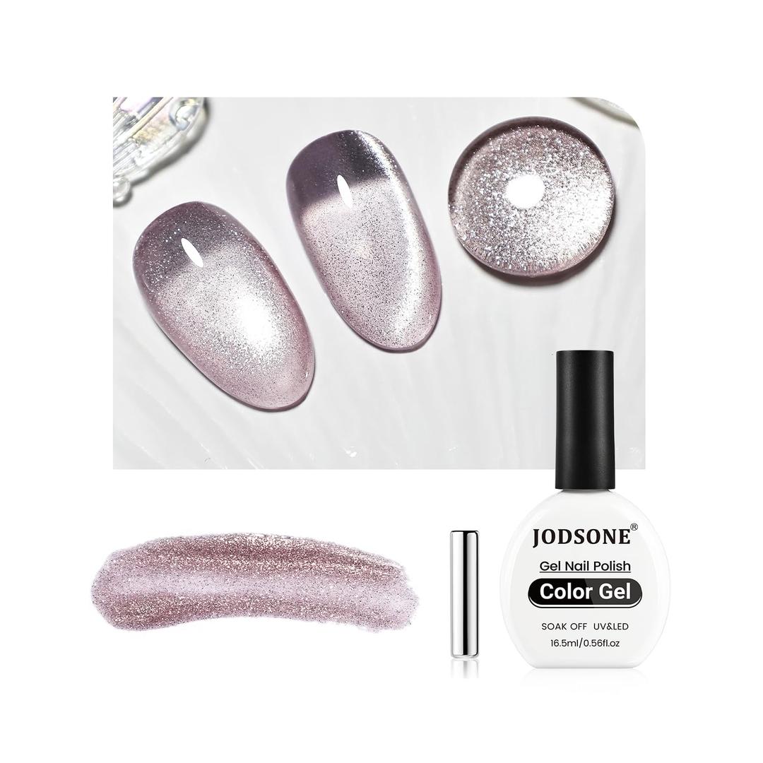 7 x JODSONE 16.5ml Cat Eye Gel Nail Polish Pink Purple Glitter Magnetic Reflective Translucent at Home Salon Design Need U V Curing