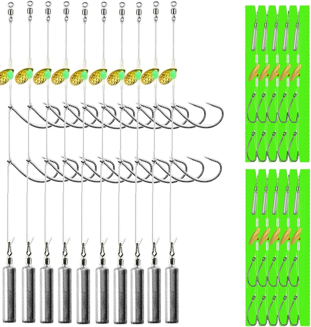 10Pcs Drop Shot Ready Rigs Kit with 2 Fishing Wacky Hooks,No Snag Skinny Sinker(1/2oz,3/8oz,1/4oz.1/5oz.), Spinner Blades Fishing Bass Rig Cylinder Saltwater Freshwater