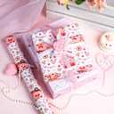 3 x MAYPLUSS Valentines Day Wrapping Paper, Pink Heart Wrap Paper Love Car House Gift Wrapping Roll for Girl Anniversaries Romantic Celebration, 17IN X 16.5FT