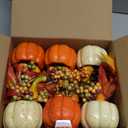 winemana Fall Decorations for Home - Set of 6 Artificial Pumpkin, Berry & Pine Cone Table Centerpiece for Office, Thanksgiving, Bathroom Kitchen Autumn Decor