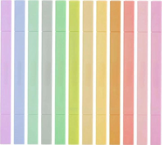 for Dual Tip Aesthetic Highlighters, 12Pack, Chisel & Fine Tips, Pastel Colors, Cute