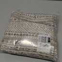 NICETOWN Boho Curtains for Living Room Flax Linen Sheer, Farmhouse Semi Sheer Curtains with Bohemian Stripe Pattern, Privacy Light Filtering Drapes for Bedroom/Dining Room, W50 x L84, Taupe, 1 Pair