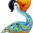 Pelican Figurine, Hand Blown Glass Pelican Figurine Coastal Bird Animal Statue Sculpture for Beach Nautical Home Decor, Art Glass Pelican Ornament for Shelf Tabletop, Gifts for Women
