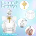 Newtay Holy Water Bottles Catholic Bulk Glass Baptism Favors for Guests Christian Water Container with Cross Organza Bags Bow for Holy Communion Gifts Church Wedding Baptism(White,48 Set)