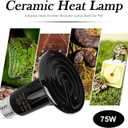 OMAYKEY 2-Pack 75W Ceramic Heat Lamp with 1-pcs Digital-Thermometer, Infrared Heat Emitter Bulbs for Reptiles, Amphibians, Chicken Brooder Coop Lizard Turtle Snake Aquarium, No Light No Harm
