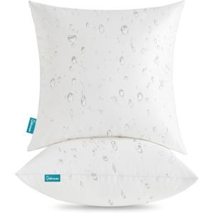 Oubonun 22x22 Outdoor Pillow Inserts (Pack of 2) - Square Waterproof Throw Pillow - Decorative Throw Pillows Insert for Couch Sofa Bed Patio Furniture - White Pillows