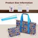American Mahjong Tile Set with Blue Printed Carrying Bag, 166 Premium White Tiles, 4 All-in-One Color Racks/Pushers, Mah Jongg Sets, Complete Mahjong Game Set for Travel, 4 inches x 9 inches x 21 inches