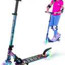 Aero 2 Wheel Kick Scooter for Kids Ages 5-7 or 5-8 or 6-10 or 6-12 with Dynamic Lights, Scooters for Boys and Girls 6 Years and Up with Light up Wheels and Deck