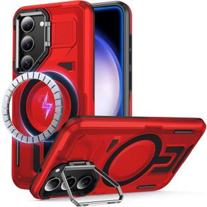 for Samsung Galaxy S23 Plus Case Compatible with MagSafe | [Military-Grade Shockproof][Dual Layer Protection] Heavy Duty Outdoor Rugged Bumper[Built-in Camera Stand],Red