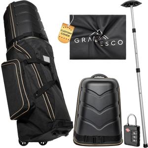 Hard Case Top 1680D Heavy Duty Oxford Fabric Travel Bag for Airlines with Wheels  Includes Custom Cover, Support Rod and TSA Lock. Excellent Protection, Foldable, Lightweight and Durable