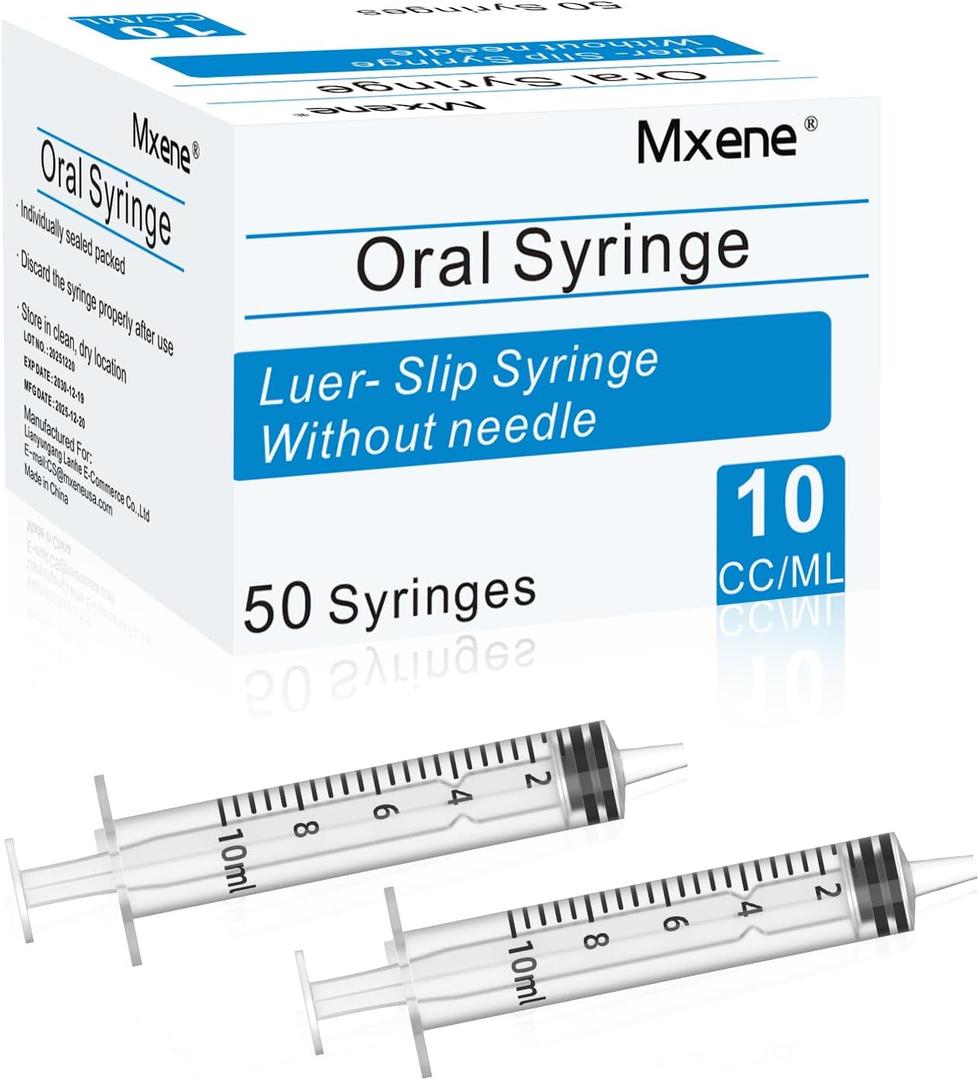 10ml for Liquid, Scientific Labs, Oral, Measurement, Individually Wrapped 50 Pack (No Needle).