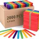 WISYOK 2000 Jumbo Rainbow Popsicle Sticks - 6 Inch Wooden Rainbow Craft Sticks, Great for DIY Craft Creative Designs and Children Education, Home Art Projects