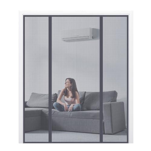 Extra Large Fiberglass Magnetic Screen Door for Sliding & Patio Doors – Heavy Duty Double Opening Mesh, Strong Magnets, Ideal for Large Openings, Gray 76"x81"