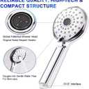 HOPOPRO High Pressure Handheld Shower Head Set with Gentle Spray Mode, Spring Mode for Women, Icnlding 59 Inch Stainless Steel Hose, Adjustable Bracket, Leak-Proof Teflon Tape, Rubber Washers