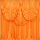 24x10FT Orange Backdrop Curtains for Wedding Parties, Wrinkle Free Polyester Photography Backdrop Drapes for Wedding Baby Shower Birthday Parties Stage Background Stand Decorations 4x10ft,6 Panels