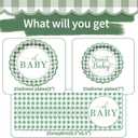 75 Pcs Sage Green Baby Shower Plates and Napkins Party Supplies, Sage Green Baby Shower Decorations, Gingham Paper Plates for Gender Neutral Oh Baby Decor, Scalloped, Serve 25 Guests