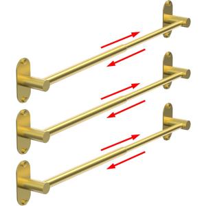 Towel Bar, Adjustable 14.4inch - 25.2inch Towel Rack, Self Adhesive & Wall Mounted for Bathroom Kitchen Hand Towel Holder Cloths Hanger SUS 304 Stainless Steel Single Bar (3, Gold)
