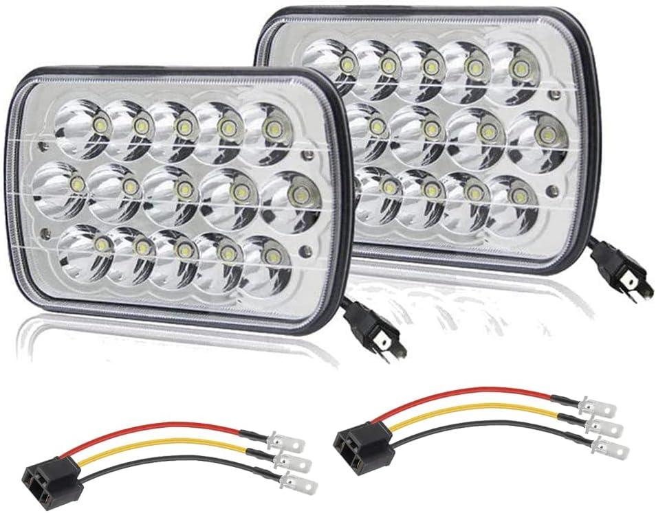 2PC 45w Rectangle 7x6 5x7 Inch Headlights 6052 6054 H5054 H6054 Hi/Low Sealed Beam Replacement For Chevy Express Cargo Van 1500 2500 3500 Jeep Wrangler Toyota Pickup Dodge Ram