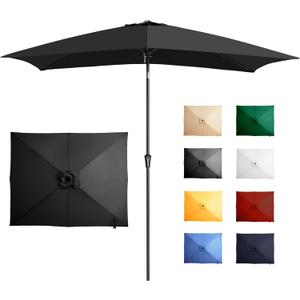 Ayge 6.5x10FT Rectangular Patio Umbrella Outdoor Table Umbrella w/Push Button Tilt & Crank Rectangle Market Umbrella UV Protection for Garden,Deck,Lawn,Yard & Pool (Black)