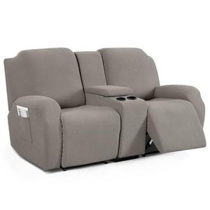 TAOCOCO Recliner Loveseat Cover with Middle Console Sofa slipcover, Stretch Reclining Sofa Covers for 2 Seat Reclining Couch, Jacquard Pattern Soft Loveseat Slipcover Furniture Protector, Pale Brown