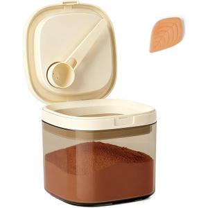Airtight Brown Sugar Container with Clay Disc - 0.84 Qt (800 ml) Glass Jar, Moisture Proof Storage Keeps Sugar Soft - Includes 1 Clay Disc & Spoon for Flour, Coffee, Dry Food, Sugar (Small)