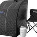 Durasage Lightweight Portable Personal Steam Sauna Spa for Relaxation at Home, 60 Minute Timer, 800 Watt Steam Generator, Chair Included (Black)