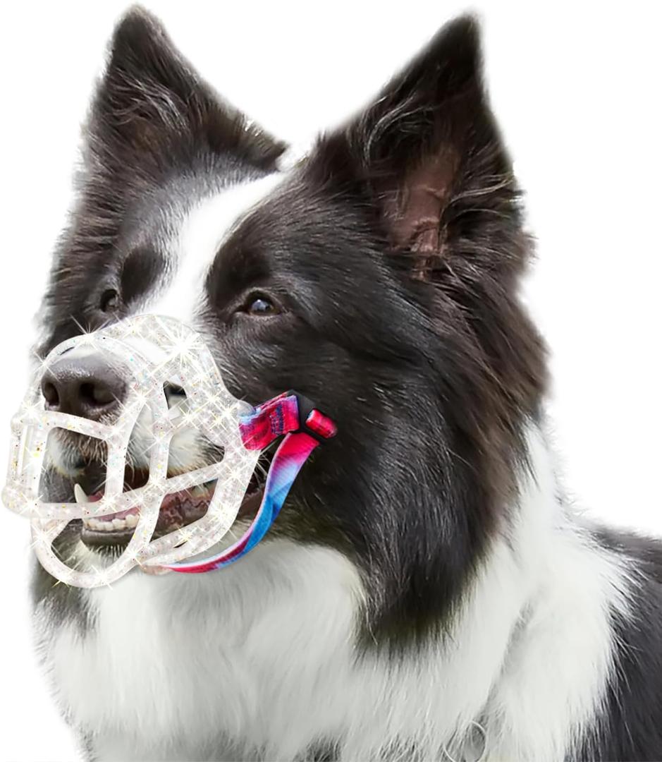 OKKIC Basket Muzzle Allows Panting Drinking, Anti Biting Chewing, Suitable for Grooming Trimming Training, Transparent, Size 2