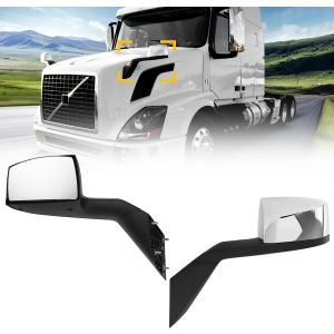 Hood Mirrors Truck Assembly Replacement Hood Mirrors Assembly Fit for Volvo VNL 2004-2017 (Chrome, Pair)