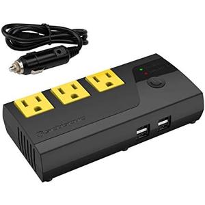 Scosche PI200PS-1 INVERT200 - 200W Car Power Inverter with 4 USB Ports - 12V DC to 110V AC Converter for Vehicles - Vehicle Outlet Plug Adapter - DC to AC Converter - Car Charger for Laptop Computer