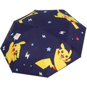 Kids Folding Umbrella Automatic Open-close Cartoon UV Resistant Travel Umbrella Anti-rebound Design Compact Windproof Umbrella for Girls Boys- navy blue