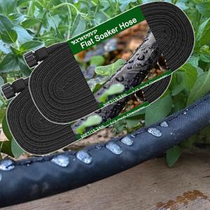 2-Pack 100-Foot Flat Soaker Hose - Providing an Efficient Watering Solution For Your Garden - with 3/4 Thread Connection Joints (50FT2)