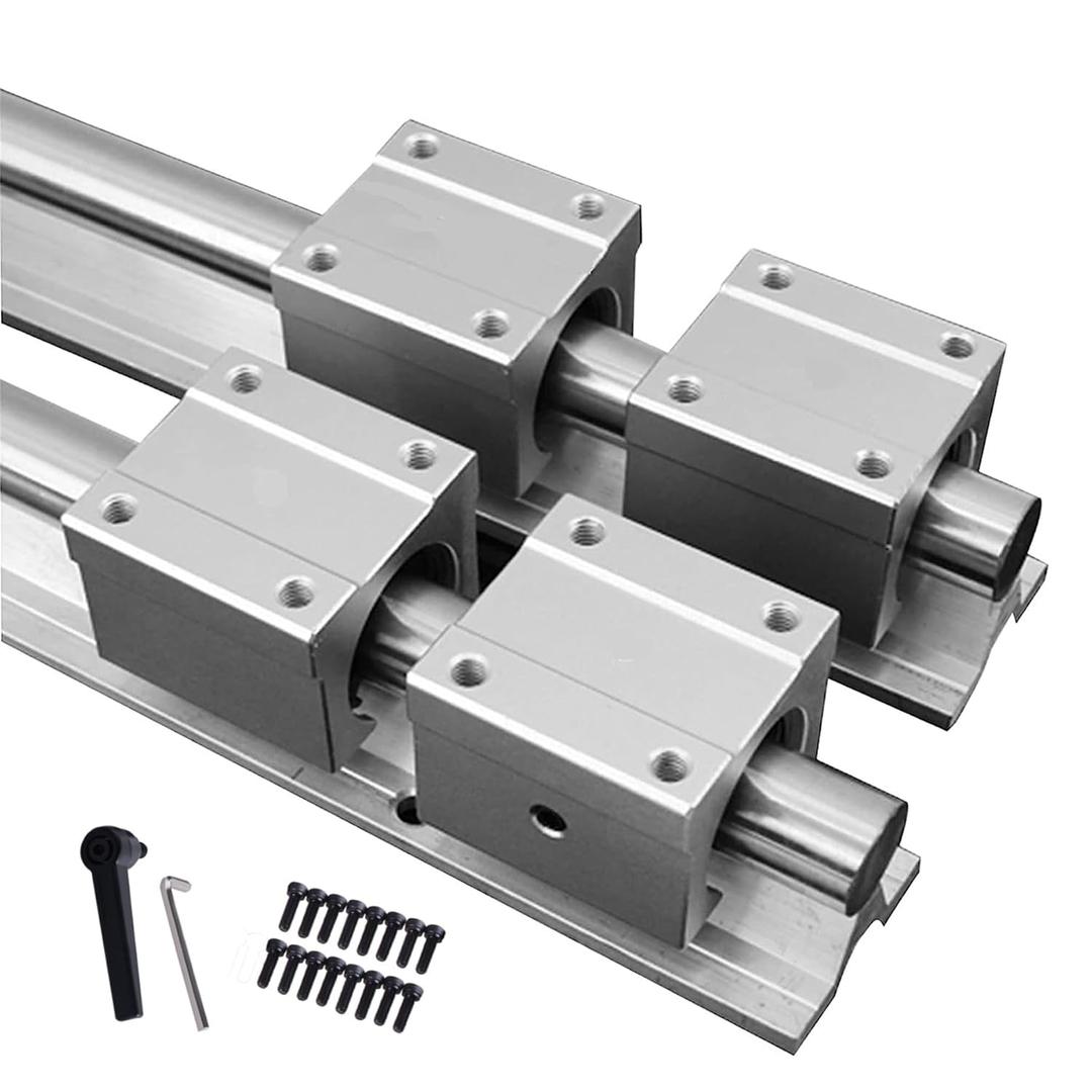 2Pcs SBR20-1200mm Slide Linear Rail with 4Pcs SBR20UU Square Type Bearings Block for Fully Supported 20mm Linear Rail Length 47.2 inch(1200mm)