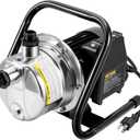 VEVOR 1.5 HP Portable Shallow Well Pump, 1200 GPH Garden Jet Pump, 115V, 164 ft Height, Stainless Steel Sprinkler Booster Pumps for Garden Lawn Irrigation system, Lake Fountain, Water Transfer