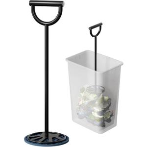 Trash Compactor for Kitchen and Small Outdoor Bins: All Metal Manual Garbage Tamper, Handy Waste Press Tool, Reduces Trash Volume, Saves Bags/ Can Space, Less Disposal Trips/ Easy to Use Clean & Store
