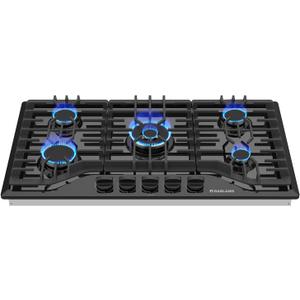 GASLAND 36 Inch Gas Cooktop 5 Italy Sabaf Burner, PRO GH2365EF, Built-in NG/LPG Convertible Stovetops, Gas Countertop Plug-in with Thermocouple Protection, CSA Certified, Black