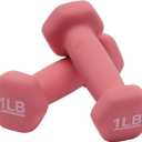 Amazon Basics Neoprene Dumbbell Hand Weights, Hexagon Shape, 1 Pound, Pair, Pink