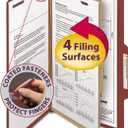 Smead Pressboard Classification File Folder with SafeSHIELD Fasteners, 1 Divider, 2" Expansion, Legal Size, Red, 10 per Box (18775)