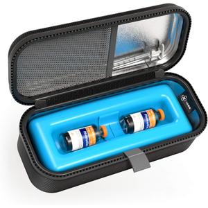 SHBC Medical Cooler Insulin Vial Carrying Travel Case TSA Approved Protector for Diabetic with One Ice Pack Black