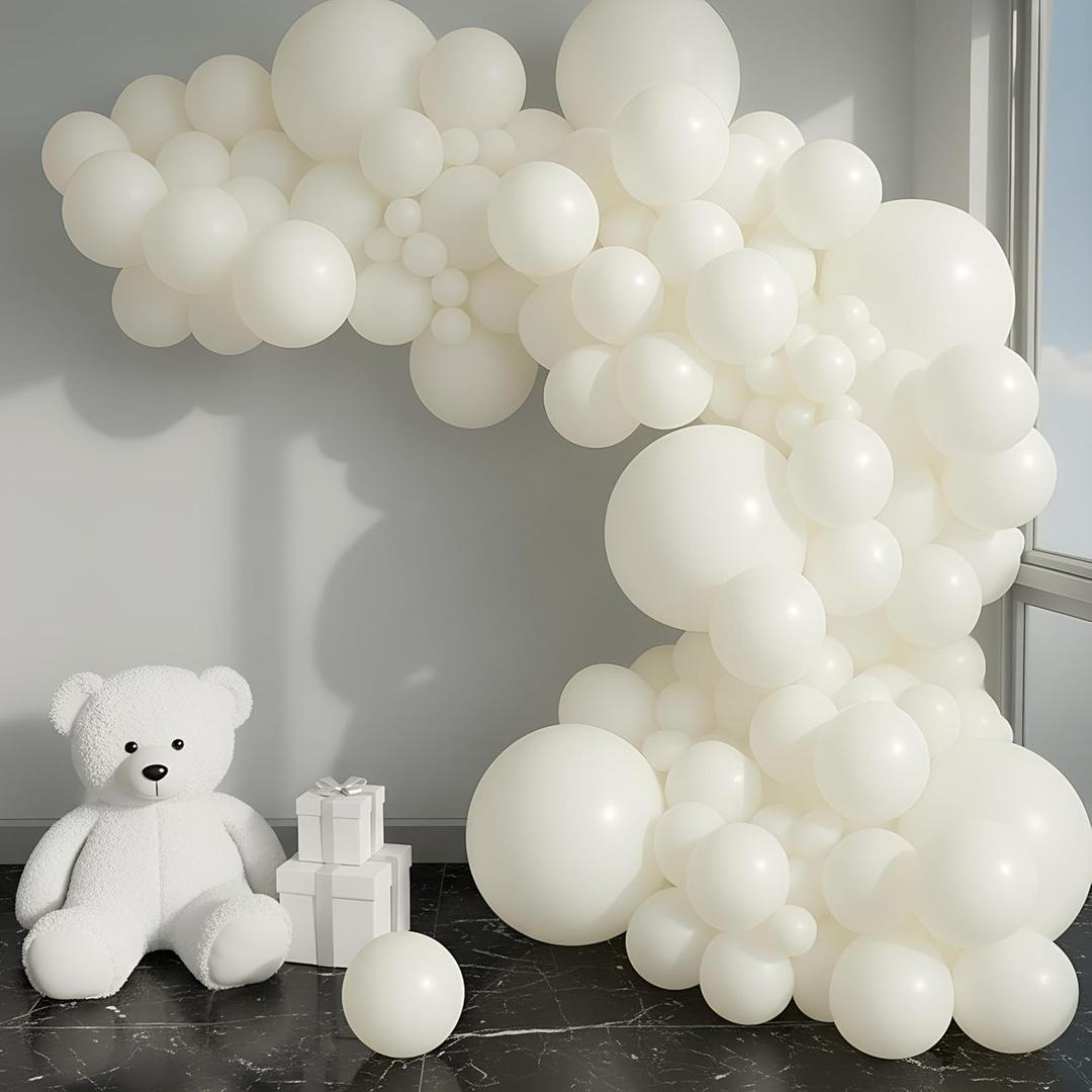Balloon Garland Arch Kit  146 Pcs White Balloons for Baby Shower, Birthday, Gender Reveal, Wedding Party  DIY Kit by Vellax
