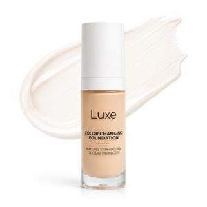 Luxe Research Color Changing Foundation for Women  Instantly Adjusts to Skin Tone  Buildable Light-to-Medium Coverage Liquid Makeup  12-Hour Wear, Natural Dewy Finish, 1.0 fl oz (Light)