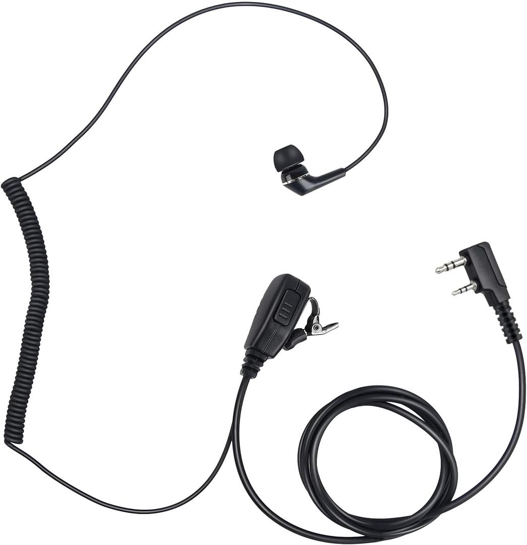 Two Way Radio Headset Ptt Mic Earpiece In Ear Earbud Piece for Baofeng uv5r uv 5r uv-5r for Kenwood for Retevis rt21 rt22 2 Pin Walkie Talkie(Wired,Black)