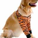 HDKUW Dog Elbow Protector for Calluses, Dog Joint Recovery Sleeve for Prevent Licking Wound, Elbow Sleeves with Mesh Pad for Medium Large Dogs Tiger, Size XL