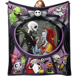 Pycat Halloween Jack Flannel Throw Blanket, Meant to Be Christmas Birthday Gifts for Men Women, Funny Soft for Bedding Sofa 50 x 60 Inch