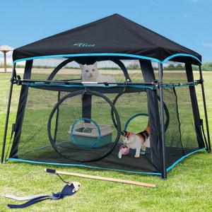 Cat Enclosure Kitten and Cat Tower Tent for Indoor and Outdoor,2 Tier Cat Cage Inside, X-Large Outdoor Catio,Portable and Foldable,Two Doors Design can Assemble More Shapes (Patent Pended)