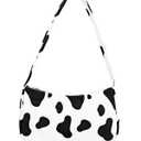 Fashion Cow Print Women Tote Shoulder Bag Canvas Clutch Purse and Handbag Wallet Travel Bag 