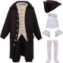 BPURB Colonial Costume Boys 18th Century American Costume (10, Brown)