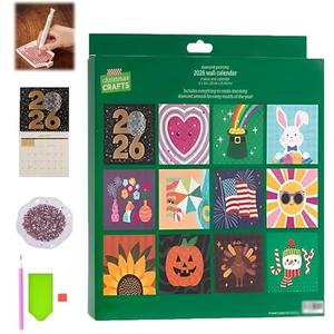 2026 Diamond Art Wall Calendar kit, Diamond Painting Calendars Kit, DIY Diamond Art Calendar 2026, 12-Month Flip Wall Calendar with To Do List for Christmas Home Office Decoration(1Pcs)