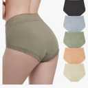 Women Underwear Cotton Lace Underwear for women Ladies Lace Trim panties Comfort Briefs Pack, L, 5 Pack