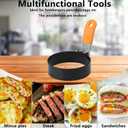 Egg Ring Pancake Mold Set, Stainless Steel Egg Rings Pancake Molds for Griddle 5 pack for frying Eggs and Omelet, Silicone Egg Rings with Handle